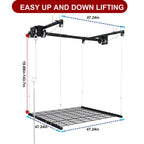 Overhead Garage Storage Rack with Crank System - Black or White