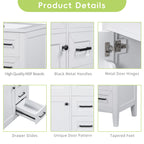 30" Bathroom Vanity Cabinet Base with Drawers - White