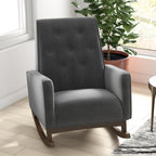 Mid-Century Modern Rocking Chair with High Density Foam Cushion - Dark Gray