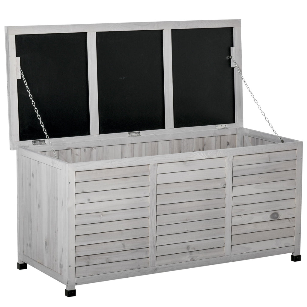 75 Gallon Wooden Deck Box with Aerating Gap and Weather-Fighting Finish - Gray