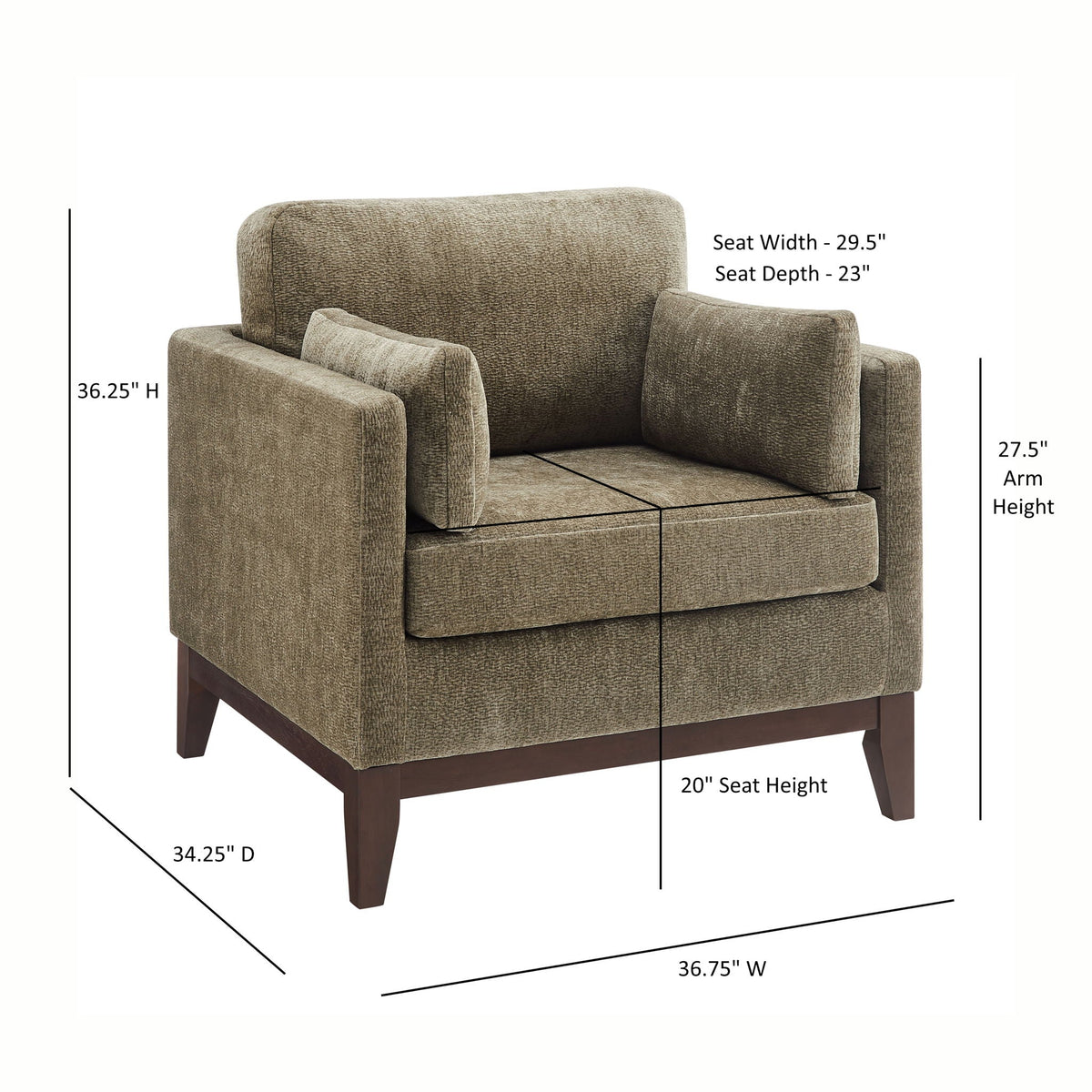 Chios Arm Chair with Reversible Cushions - Green or Dark Brown