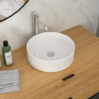 Ceramic Vessel Bathroom Sink with Stain Resistant Finish - White