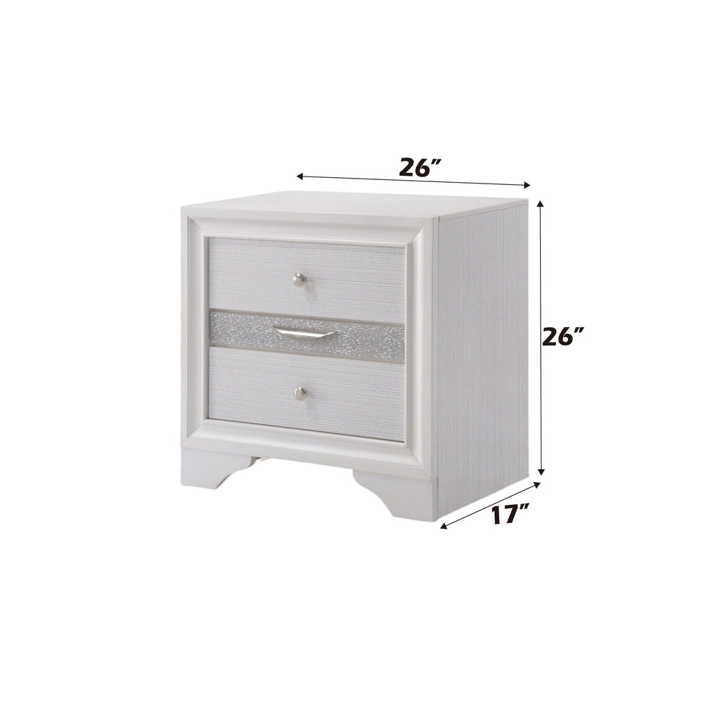 Chic Design Accent Nightstand with Felt-Lined Jewelry Drawer – White, Black, or Dark Gray