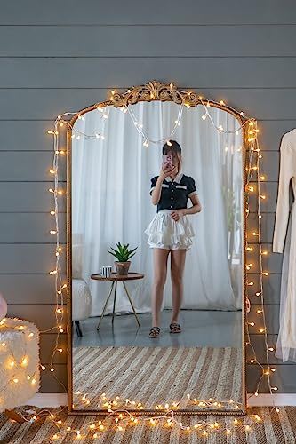 Baroque Inspired Arch Wall Mirror with Ornate Design - Gold or Black
