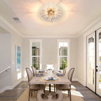 Gold Flush Mount Ceiling Light with Crystal Petals - Gold