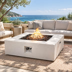 50,000 BTU Square MGO Fire Table with Propane Heating - White
