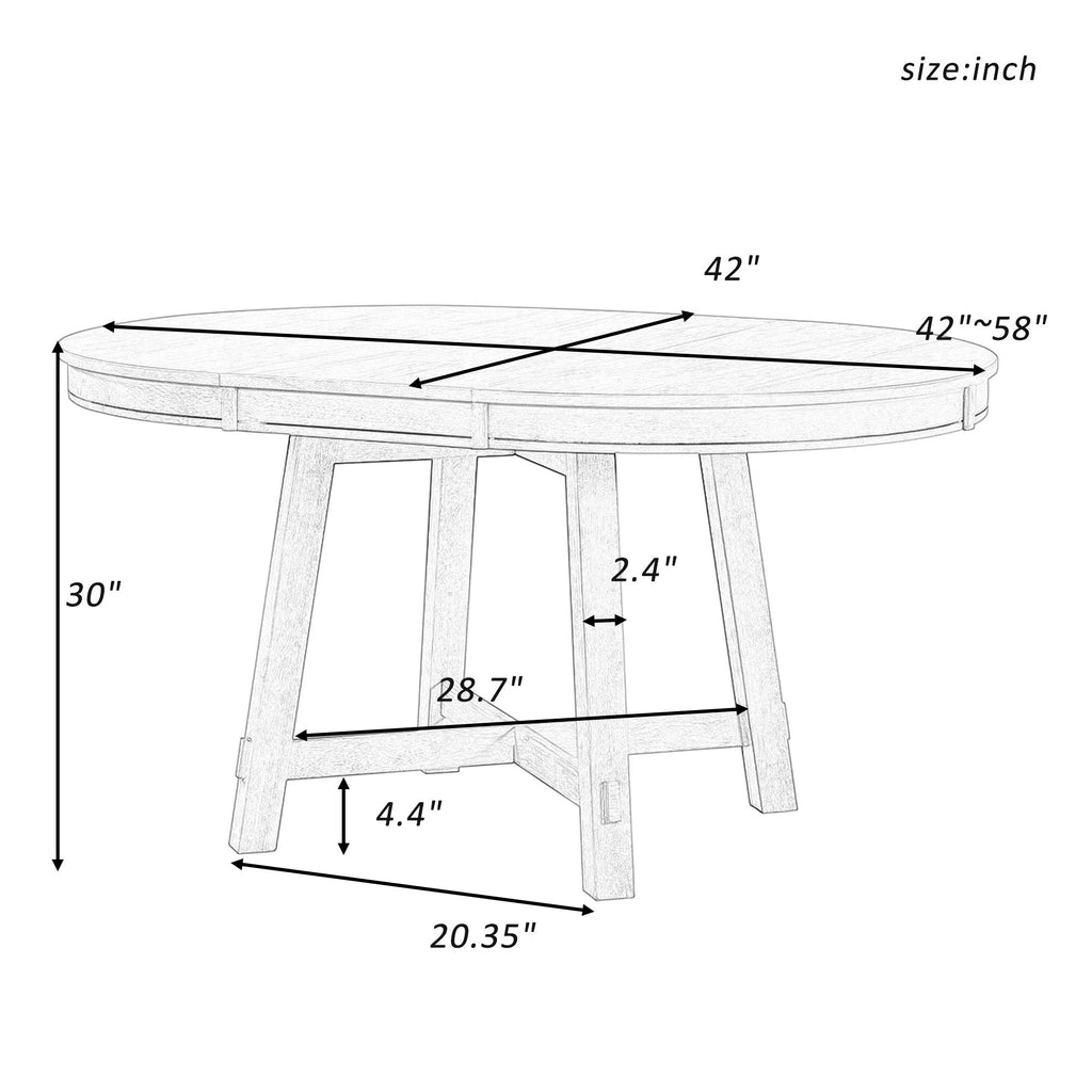 Gia Round Extendable Dining Table with 16" Leaf Wood - Light Brown or Dark Brown