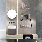 Floating Shelves Set of 3 - Wall Mounted Natural Wood