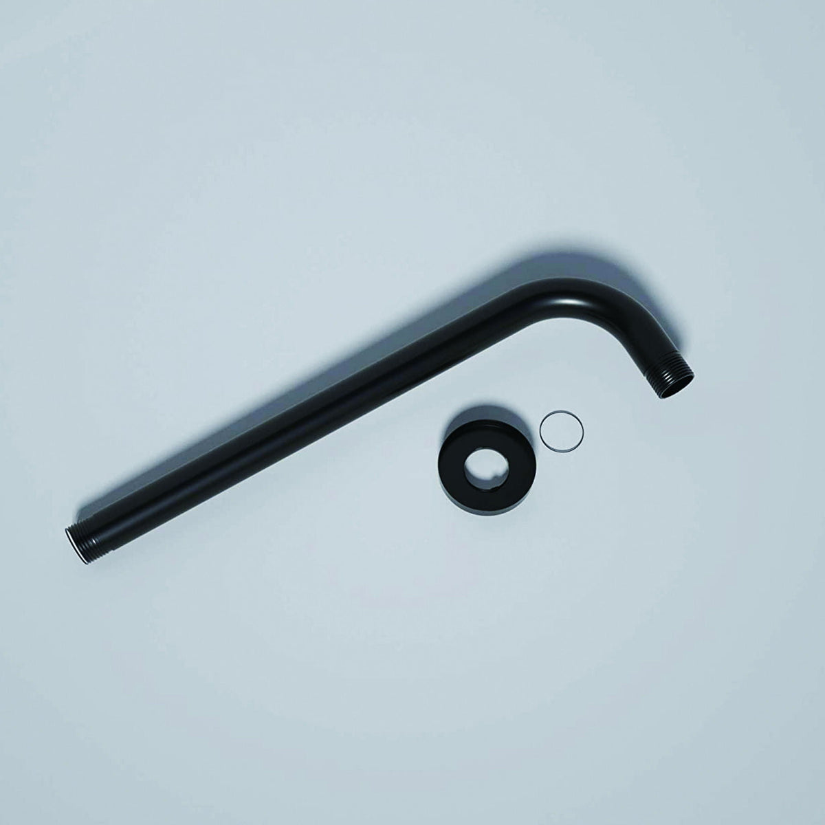 16" Shower Arm with Flange - Stainless Steel, Rust Resistant Design - Matte Black