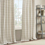 Plaid Rod Pocket Curtain Panel with Fleece Lining - Natural 50x95