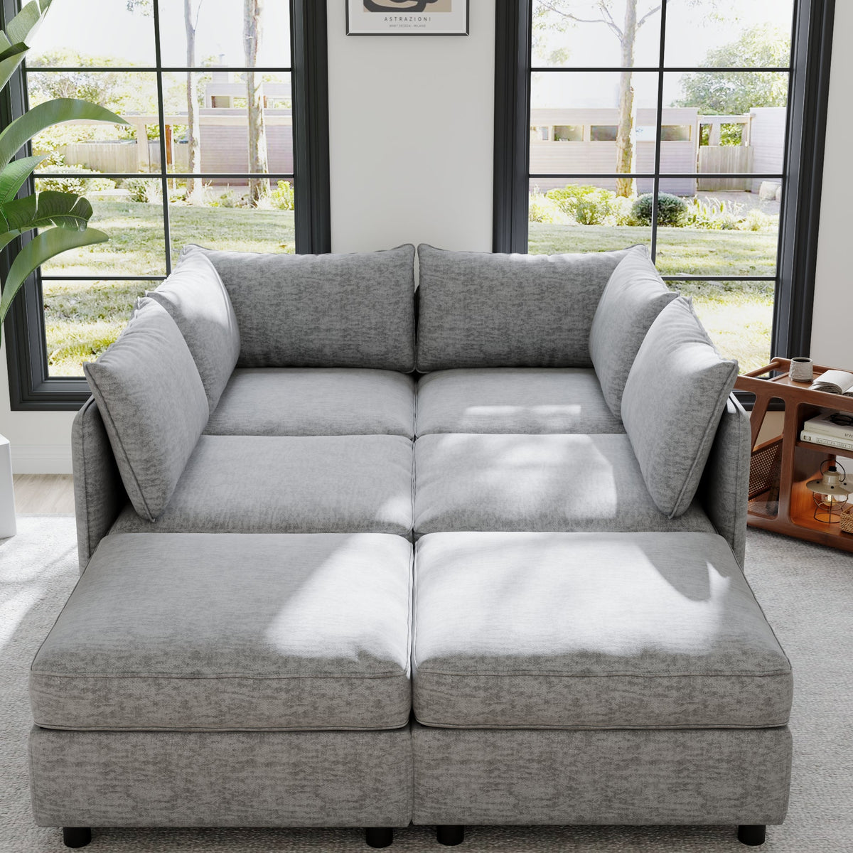 Modular Sectional Sofa with Storage - Chenille Upholstery