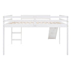 White Full Loft Bed with Slide - Multifunctional Design