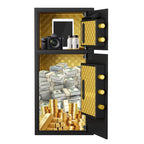 Large Double Door Digital Security Safe with Fireproof and Waterproof Bag - Black
