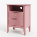 Fluted Nightstand with 2 Drawers and Soft-Close Slides - Multiple Colors