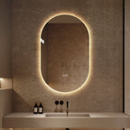Smart LED Wall Mounted Mirror with Touch Screen and Adjustable Lighting - Pearl Silver