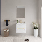 24" Wall-Mounted Bathroom Vanity with Stone Resin Sink and Storage Cabinet