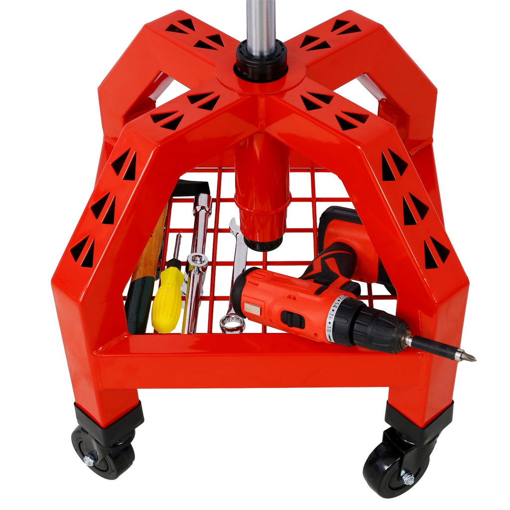 Pneumatic 360 Degree Swivel Creeper Stool with Adjustable Height - Red, Yellow, Green, Dark Gray