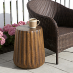 Tree Stump Style Side Table with Weather-Resistant Construction - Natural Wood Look