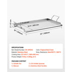 Stainless Steel Flat Top Griddle with Grease Trough - Steel Gray
