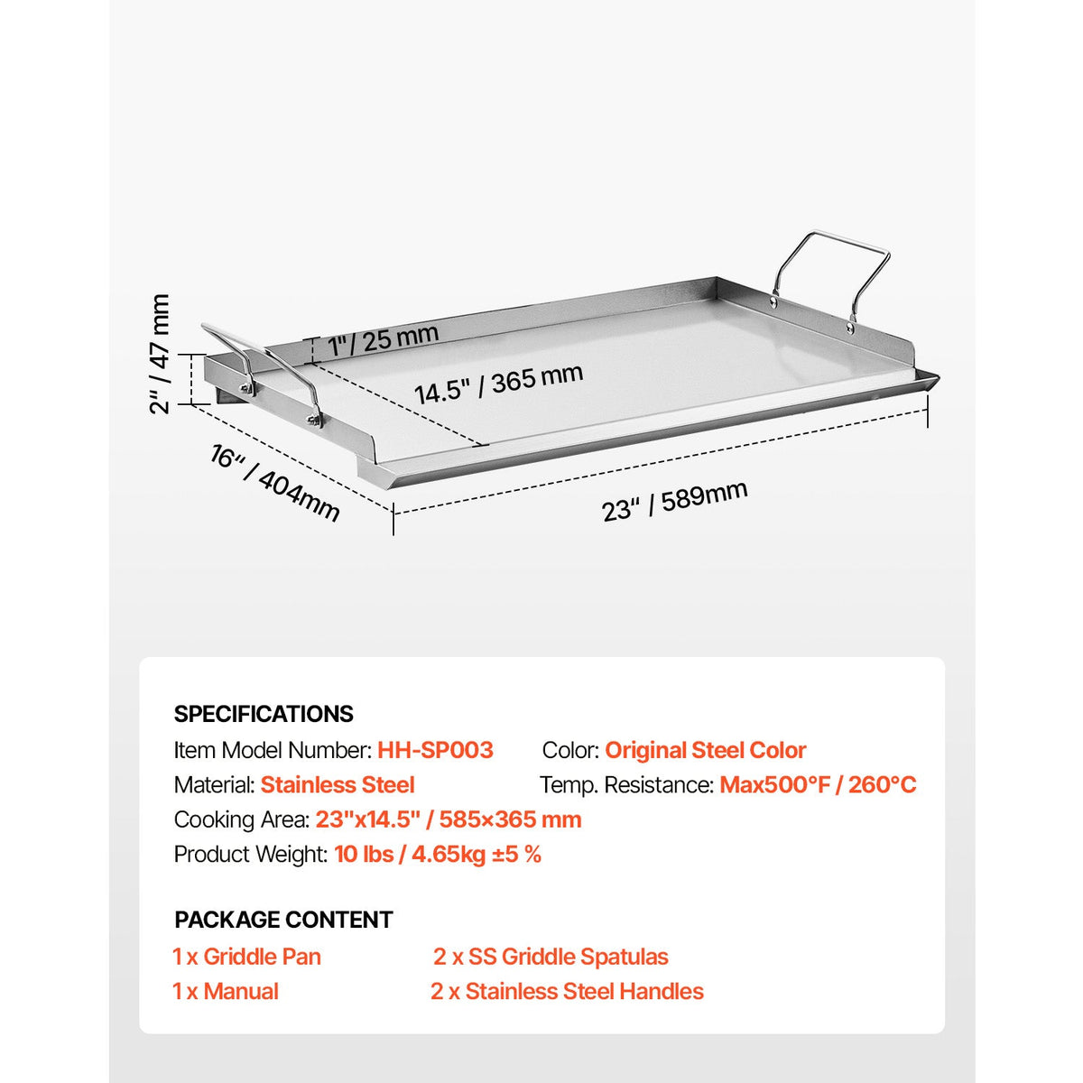 Stainless Steel Flat Top Griddle with Grease Trough - Steel Gray