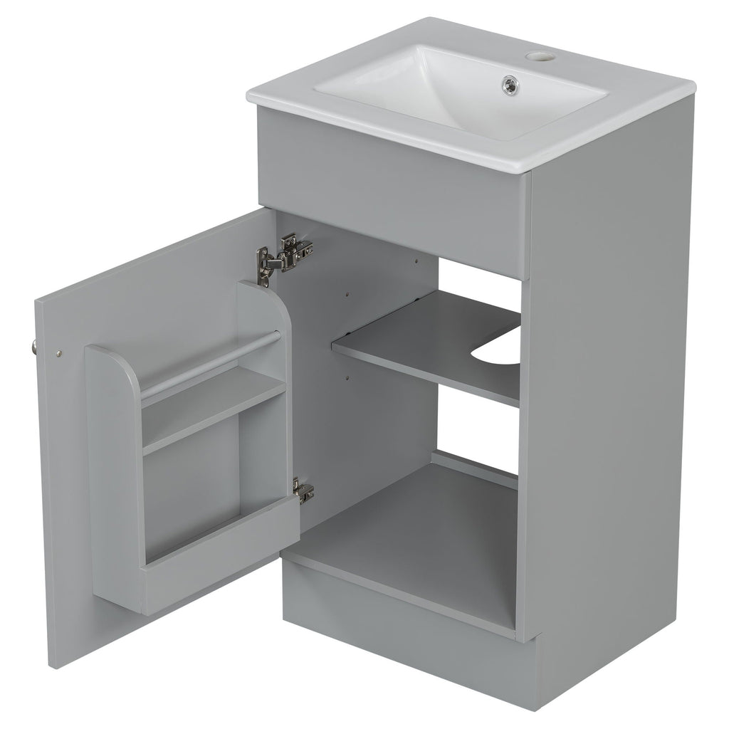 Bathroom Vanity with Sink and Adjustable Shelf - Multiple Colors