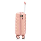 ABS 2-Piece Luggage Set with Spinner Wheels and Combination Lock - Pink