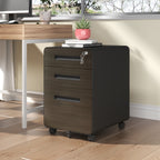 3-Drawer Mobile File Cabinet with Lock and Casters - Black or White