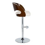 Mid-Century Modern Adjustable Barstool Set with Swivel - Chrome / Cherry / White