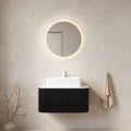 30" Floating Bathroom Vanity with Ceramic Basin & Storage - Black, Carrara White, White