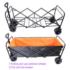Large Capacity Folding Outdoor Wagon Cart with Extender - Black & Orange