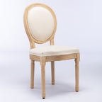 French Style Solid Wood Frame Dining Chair Set with Fabric Back - Beige or Dark Gray