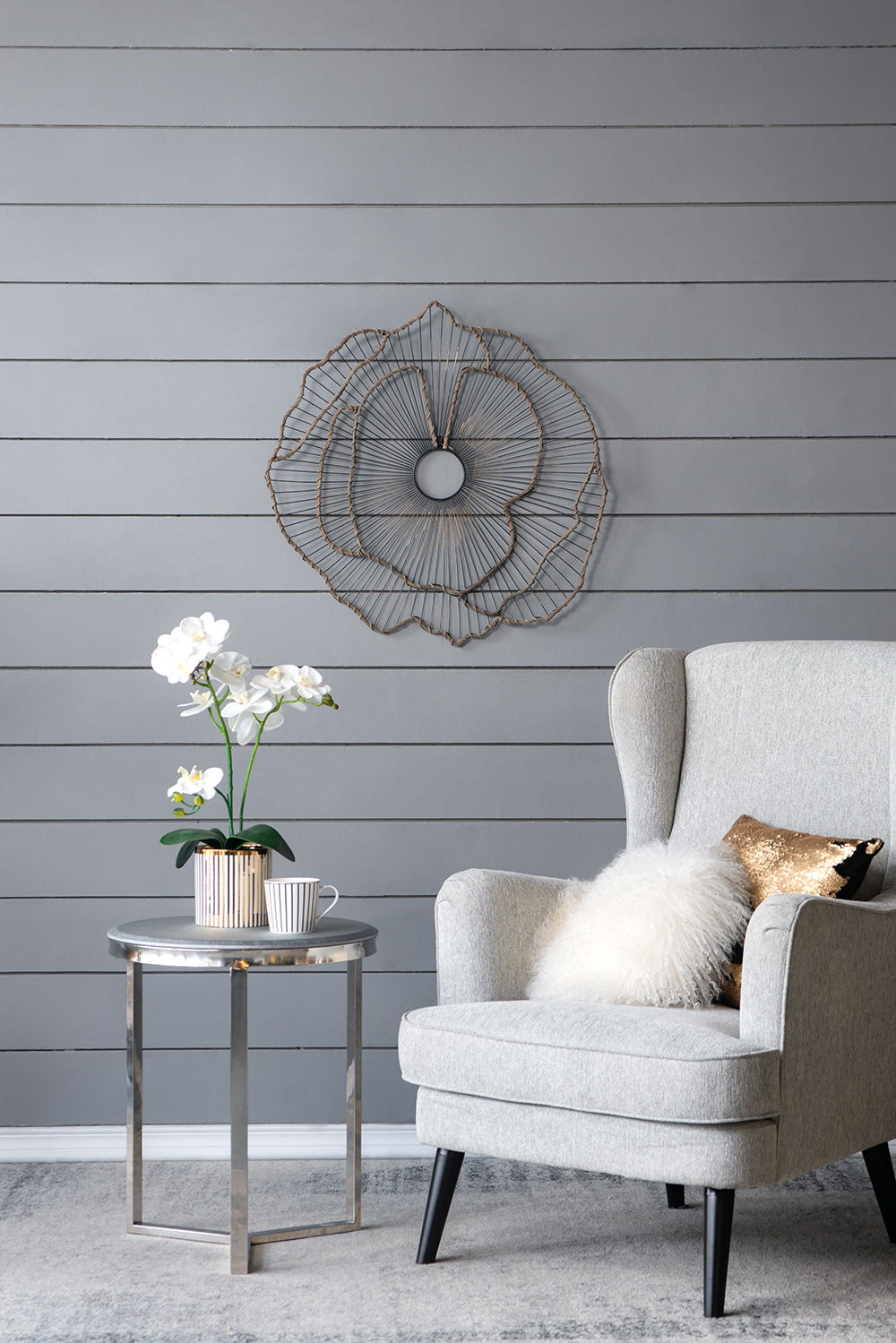Metal Flowers Wall Decor Set of 3 - Gold