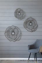 Metal Flowers Wall Decor Set of 3 - Gold