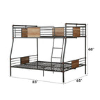 Full Long / Queen Bunk Bed with Guard Rails - Black