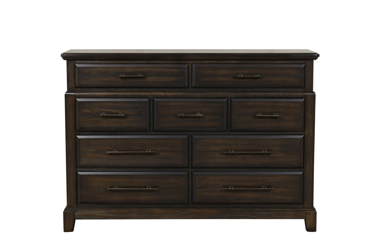 Mahogany 9 Drawer Dresser with Ample Storage - Mahogany