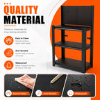 3-Tier Heavy-Duty Metal Storage Shelving Unit with Pegboard - Metal