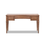 Brown Executive Desk with 3 Drawers - Satin-Gold Hardware
