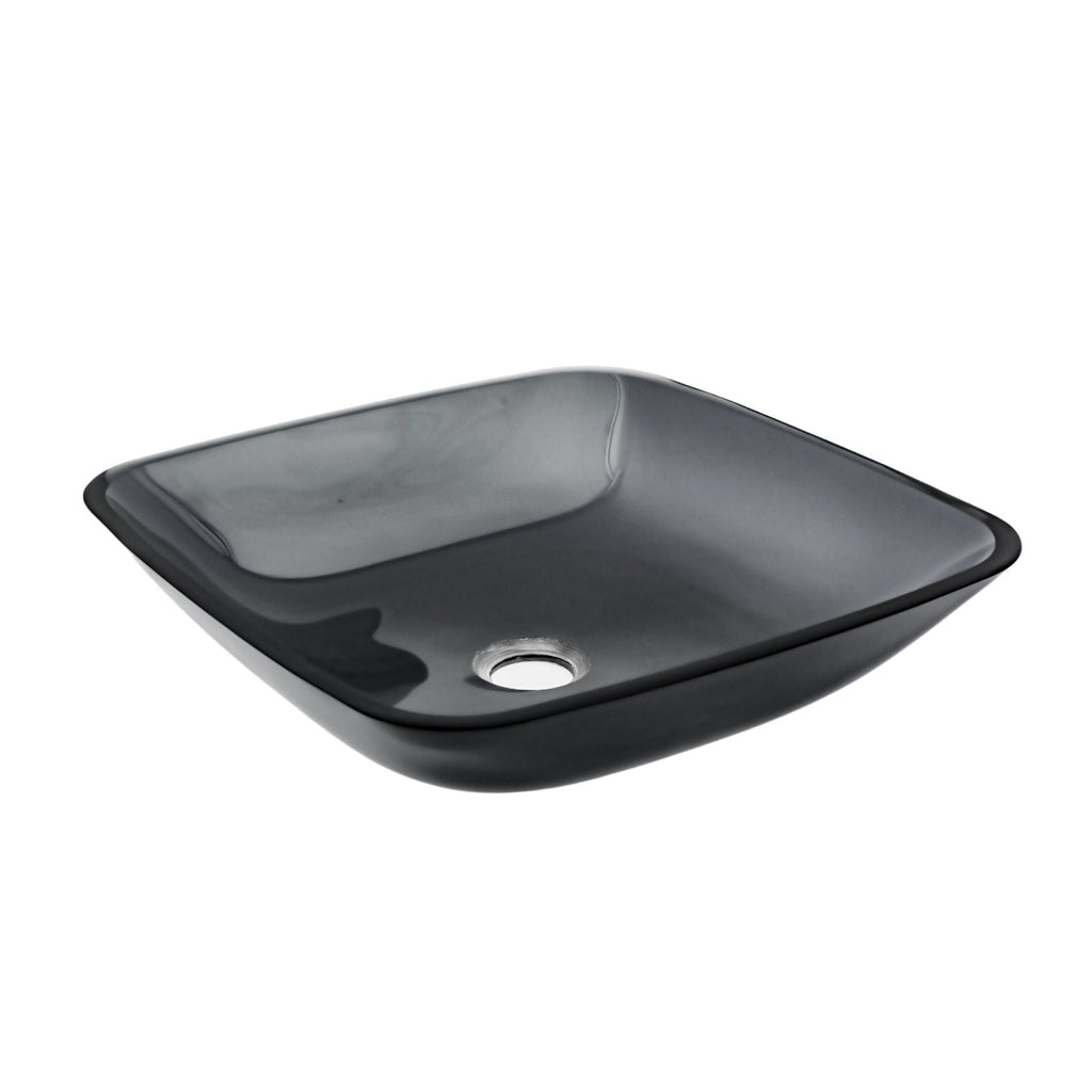 Square Vessel Sink for Bathroom with Pop Up Drain - Gray