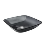 Square Vessel Sink for Bathroom with Pop Up Drain - Gray