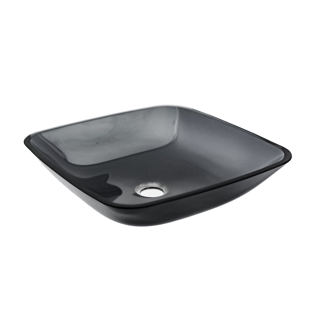 Square Vessel Sink for Bathroom with Pop Up Drain - Gray