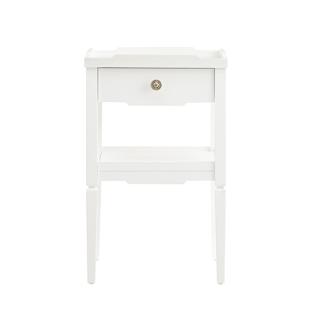 1 Drawer Nightstand with Solid Wood Frame - Blue, Dark Green, or White