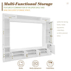Wall Unit Entertainment Center with Glass Doors - White or Black