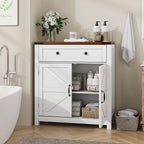 Farmhouse Storage Cabinet with Drawer and Adjustable Shelf - White or Black