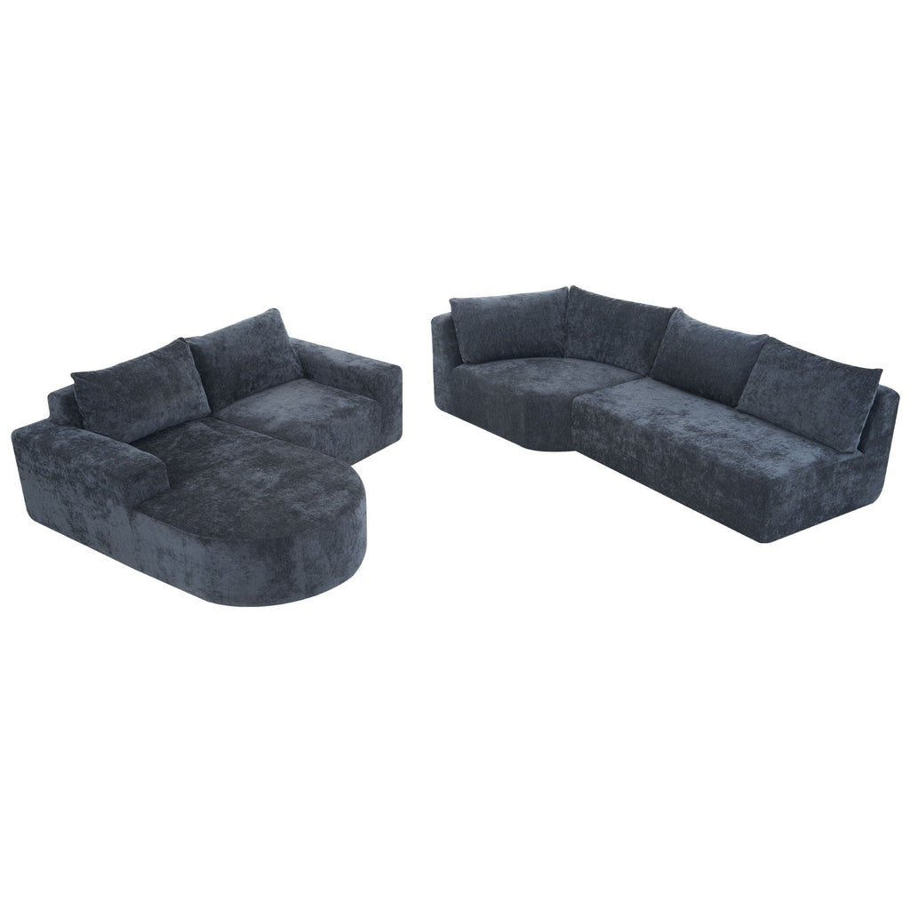 Modular Cloud Sectional Sofa Set with Deep Seating - Choose Beige, Dark Gray, or Dark Brown
