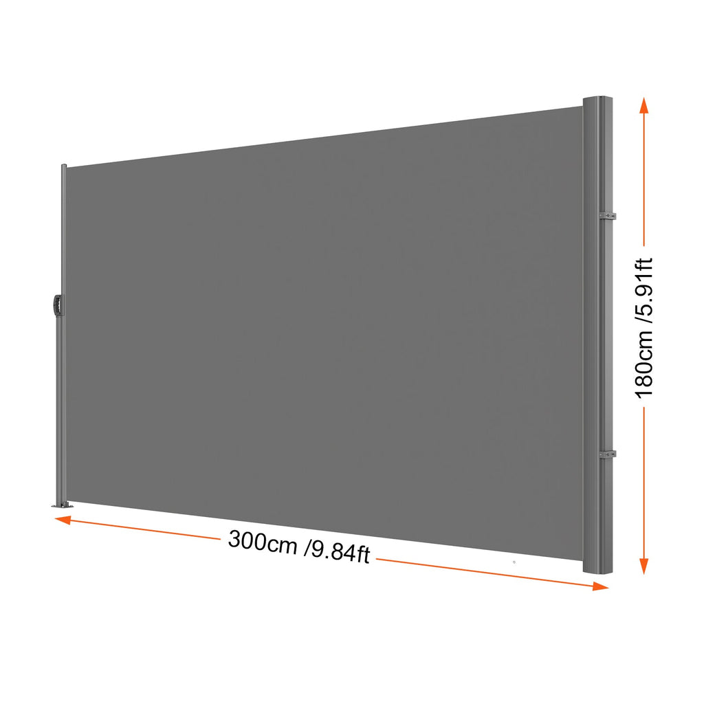 Retractable Side Awning with Aluminum Frame - Grey