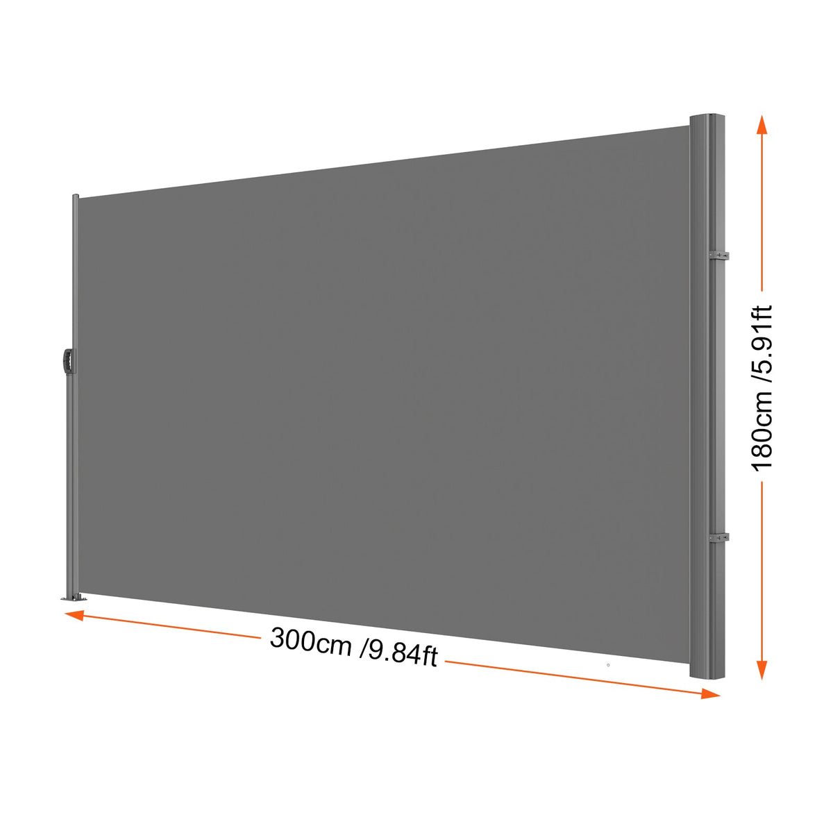 Retractable Side Awning with Aluminum Frame - Grey