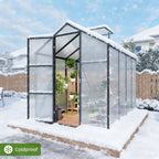 Windproof Greenhouse with Raised Base - Polycarbonate Panels - Black