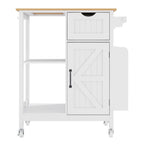 Kitchen Island Cart with Mobile Storage Cabinets - MDF & Metal