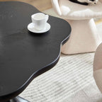 Sculptural Round Dining Table with Petal Shape and Root Texture Base - Black