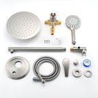 Wall Mounted Shower Set with High Pressure 10" Rain Head & 5-Function Handheld - Gold or Pearl Silver